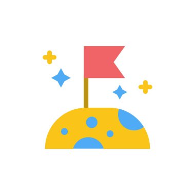 ay, yavaş, uzay düz renk simgesi. Vektör simgesi afiş Şablonu