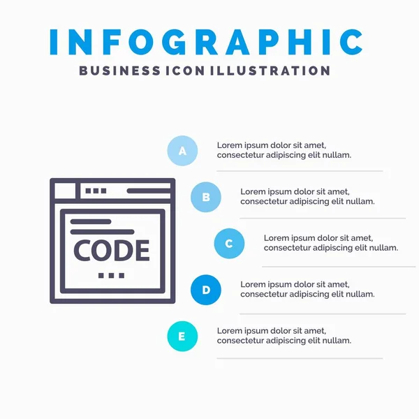 Navegador, Internet, Código, Codificación Azul Plantilla de infografías 5 Ste — Vector de stock