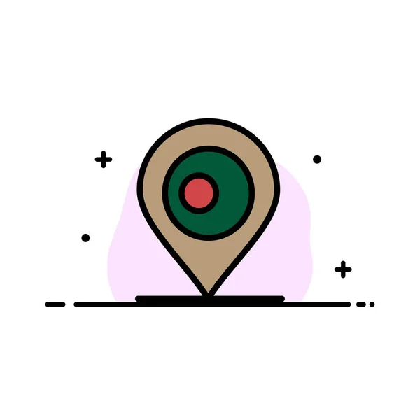Locatie, kaart, Bangladesh zakelijke platte lijn gevuld pictogram vector — Stockvector