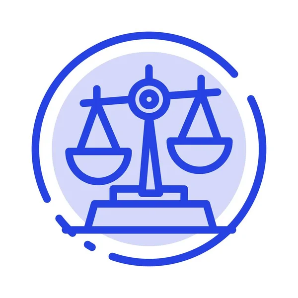Gdpr, sprawiedliwość, prawo, równowaga Niebieska ikona linii kropkowana linia — Wektor stockowy