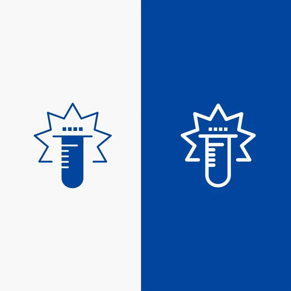 Tube, test, médical, ligne de laboratoire et glyphe icône solide Bannière bleue L — Image vectorielle