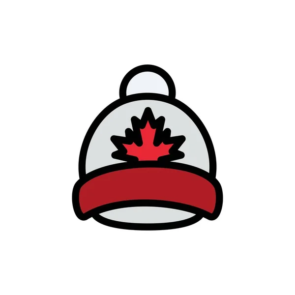 帽子、キャップ、リーフ、カナダフラットカラーアイコン。ベクトルアイコンバナー温度 — ストックベクタ