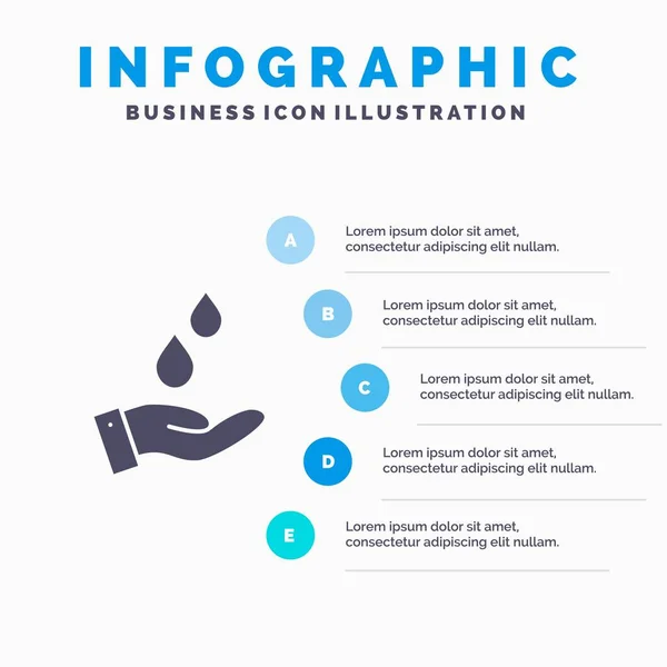 Purificado, Agua, Energía, Energía Icono sólido Infografías 5 Pasos P — Vector de stock