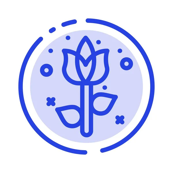 Decoração, Páscoa, Flor, Planta Blue Dotted Line Icon — Vetor de Stock