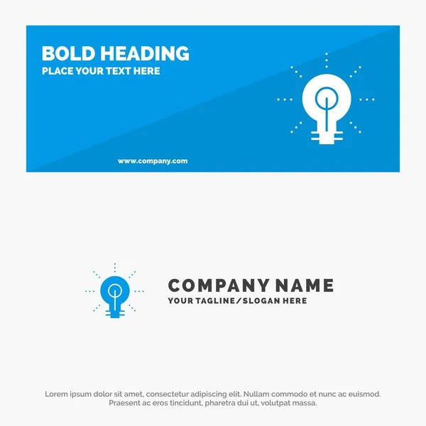 Lamp, Glow, Idee, Inzicht, Inspirerende Solid Icon Website Banner — Stockvector
