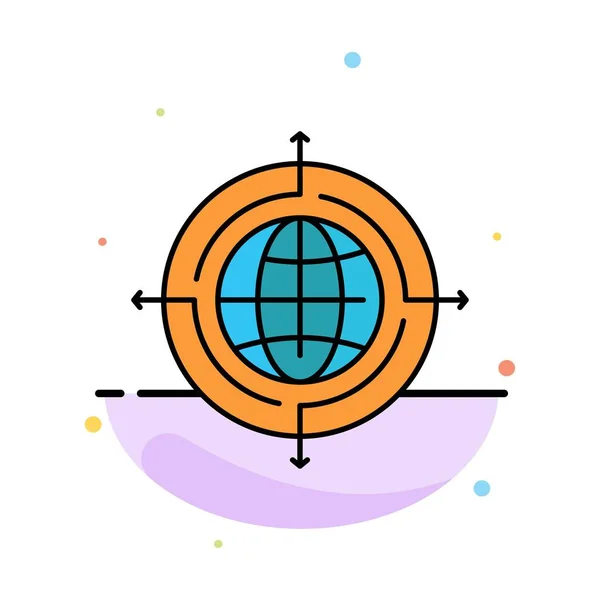 Globus, Fokus, Ziel, angeschlossene abstrakte flache Farbsymbolvorlage — Stockvektor