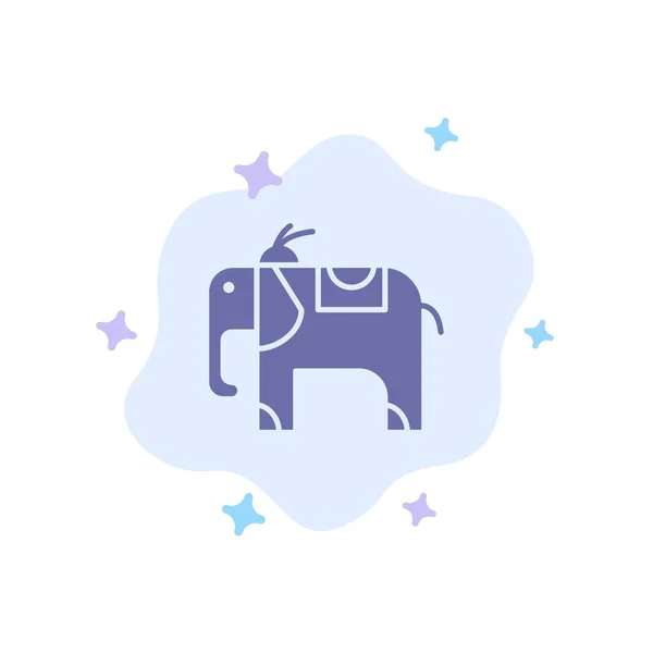 Słoń, zwierzę niebieski ikona na streszczenie chmura tło — Wektor stockowy