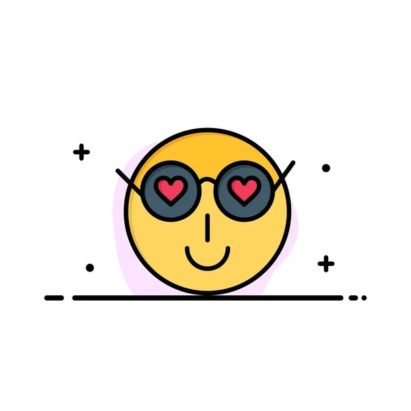 Smiley, Emojis, Láska, Roztomilý, Uživatel Business Flat Line Plná ikona — Stockový vektor