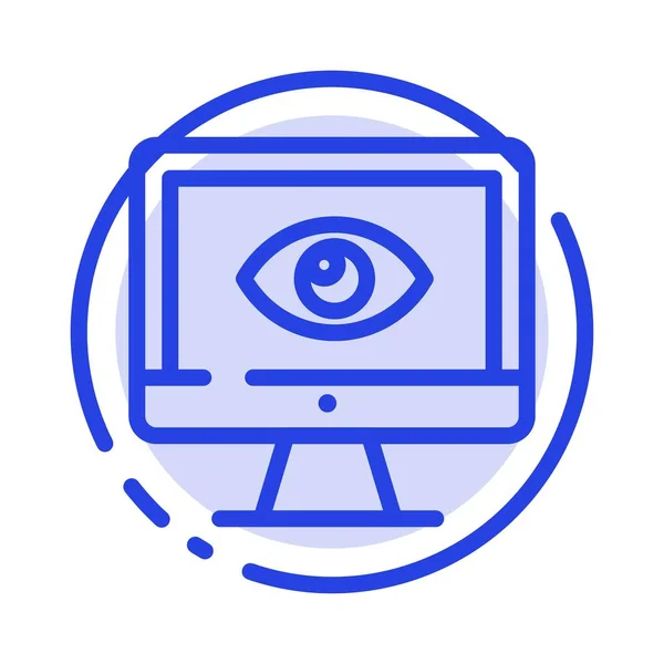 Monitorear, En línea, Privacidad, Vigilancia, Vídeo, Ver puntos azules — Archivo Imágenes Vectoriales