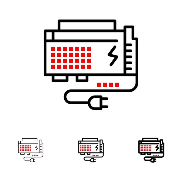 Apc, Bateria, Computador, Poder, Fonte Negrito e fino linha preta i —  Vetores de Stock