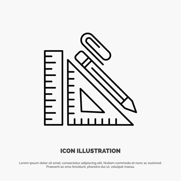 Escala, Construcción, Lápiz, Reparación, Regla, Clip Line Icon Vecto — Vector de stock