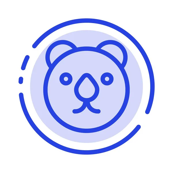 Oso, cabeza, depredador azul punteado línea icono — Vector de stock