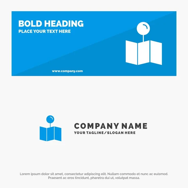 Localisation, Carte, Pointeur, Pin SOlid Icon Website Banner and Busine — Image vectorielle