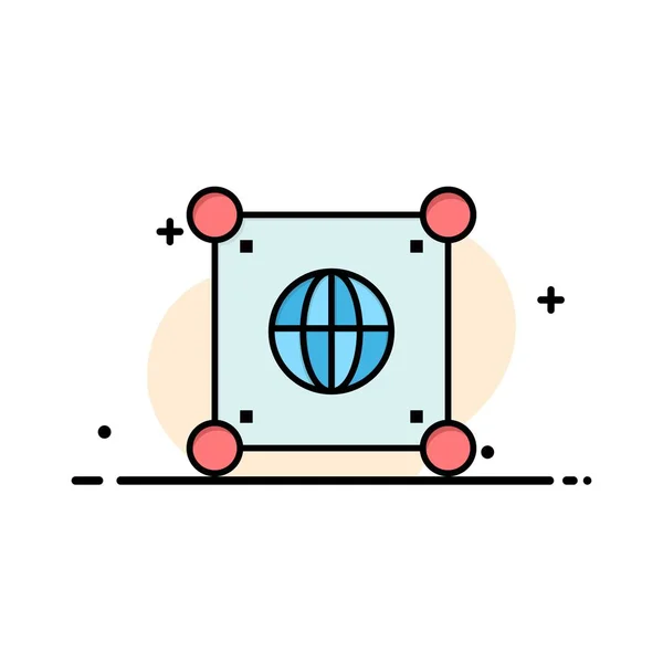 Globe, Global, World, Science Business Flat Line Fill Icon Ve — стоковый вектор