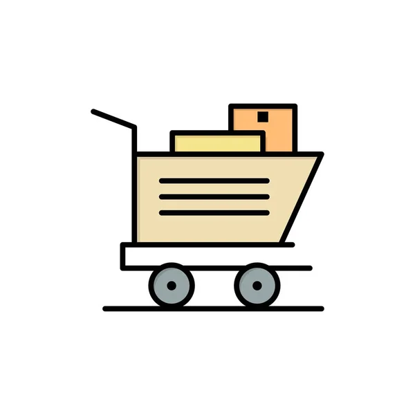 Carrito, Compras, Cesta Icono de Color Plano. Banner de icono de vector Temp — Vector de stock