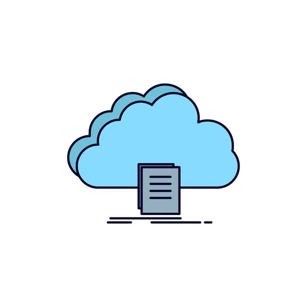 Nube, acceso, documento, archivo, descarga Flat Color Icon Vector — Vector de stock