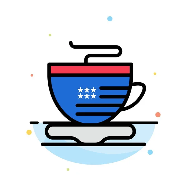 茶、杯、咖啡、 Usa抽象扁平色彩图标模板 — 图库矢量图片