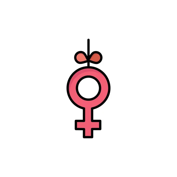 Gender, Symbol, Ribbon  Flat Color Icon. Vector icon banner Temp — Stock Vector