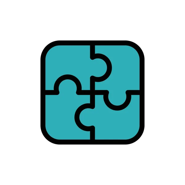 Puzzle, Teile, Strategie, Teamwork flache Farbe Symbol. Vektorsymbol — Stockvektor