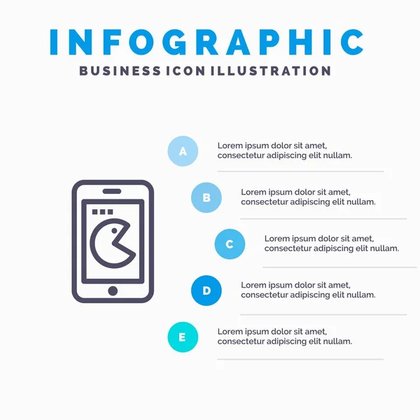 Buy, Mobile, Phone, Hardware Blue Infographics Template 5 Steps. — Stock Vector