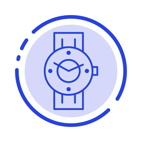 Montre, montre intelligente, heure, téléphone, ligne pointillée bleue Android I — Image vectorielle