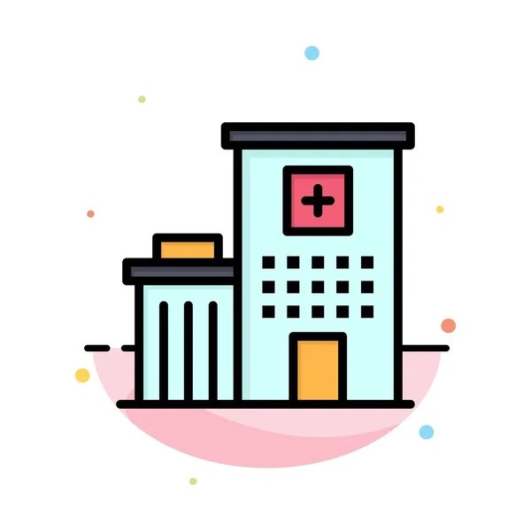 Kórház, épület, Klinika, orvosi absztrakt Síkszín Icon tem — Stock Vector