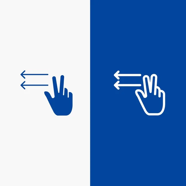 Dedos, gestos, línea izquierda y glifo icono sólido bandera azul Li — Vector de stock