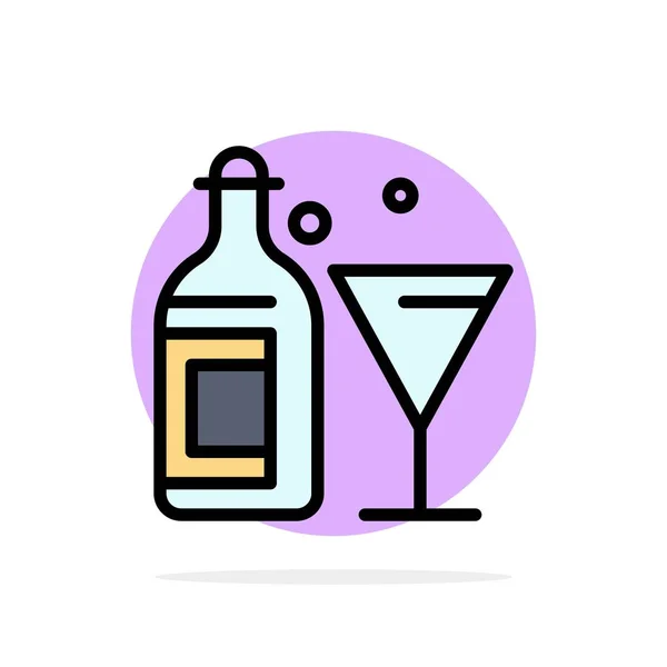 Sklo, nápoj, láhev, vinný kruh pozadí plochá barva — Stockový vektor
