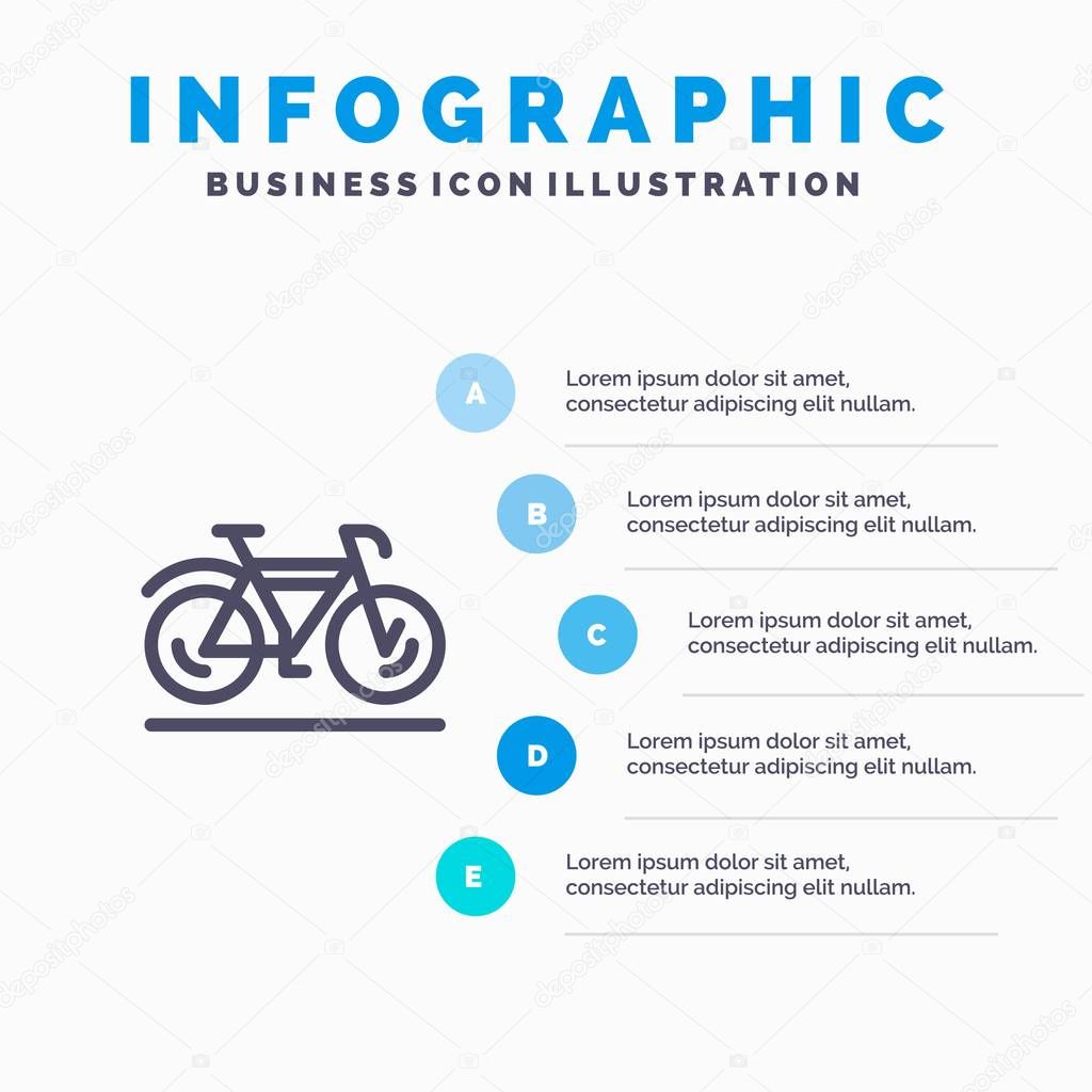 Bicycle, Movement, Walk, Sport Blue Infographics Template 5 Step