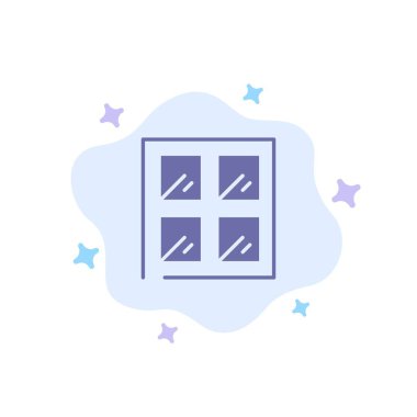 Pencere, İnşaat, Soyut Bulut Backg Üzerinde Bina Mavi Simge