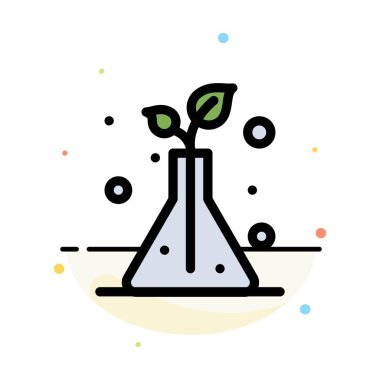 Bilim, Flask, Ağaçlar Soyut Düz Renk Simgesi Şablon