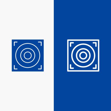 Web, Tasarım, Hoparlör Hattı ve Glyph Solid simgesi Mavi afiş Hattı 