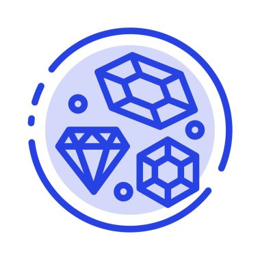 Elmas, aşk, kalp, düğün mavi noktalı çizgi çizgi simgesi