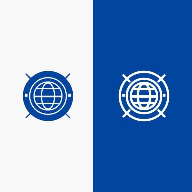 İnternet, Web, Dünya, Bilgisayar Hattı ve Glyph Solid simgesi Mavi b