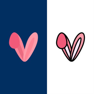 Hayvan, Tavşan, Yüz, Tavşan Simgeler. Düz ve Çizgi Dolu Simge Se