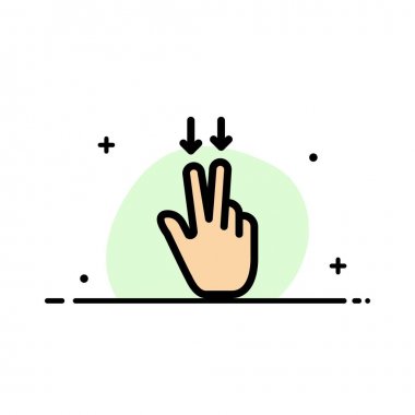 Parmaklar, Jest, Aşağı İş Düz Çizgi Dolgulu Simge Vektörü 