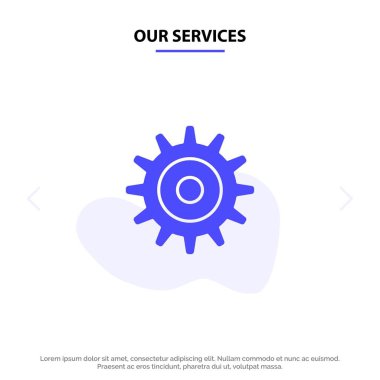 Bizim Hizmetler Dişli, Ayar, Tekerlek Katı Glyph Icon Web kartı Temp