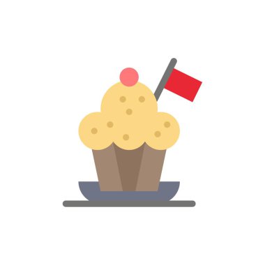 Şef, Şef Şapka, Ocak, Tencere Şapka, Bayrak Düz Renk Simgesi. Vektör simgesi afiş Şablonu