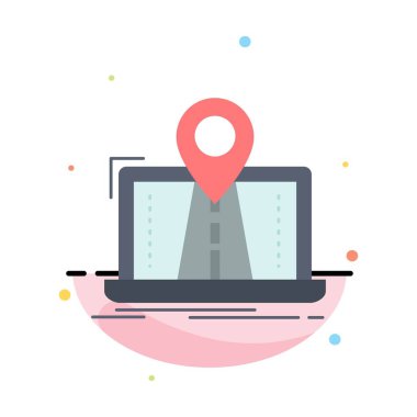 Navigasyon, Harita, Sistem, Gps, Rota Düz Renk Simgesi Vektör