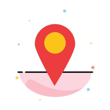 Harita, Konum, Okul Soyut Düz Renk Simgesi Şablonu