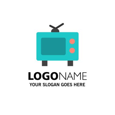 Tv, Televizyon, Medya İş Logo Şablonu. Düz Renk
