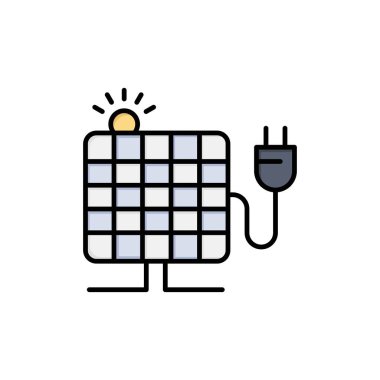 Enerji, Güneş, Güneş, Fiş Düz Renk Simgesi. Vektör simgesi afiş Te