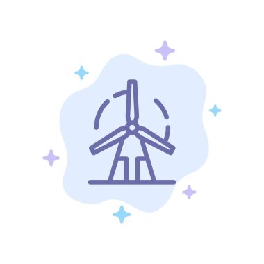Temiz, Enerji, Yeşil, Güç, Windmill Mavi Simge Soyut Clou üzerinde