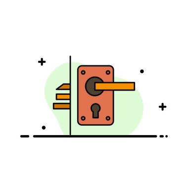 Kilit, kapı, kolu, anahtar deliği, Ev Iş düz çizgi dolu ICO