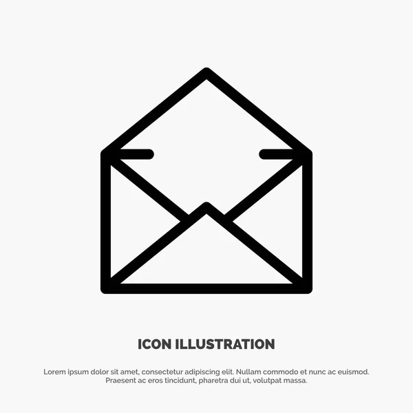 Courriel, Mail, Message, Open Line Icon Vector — Image vectorielle