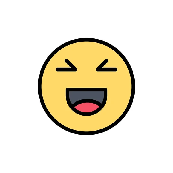 Chat, Emojis, Sonrisa, Happy Flat Color Icon. Banner de icono de vector — Archivo Imágenes Vectoriales