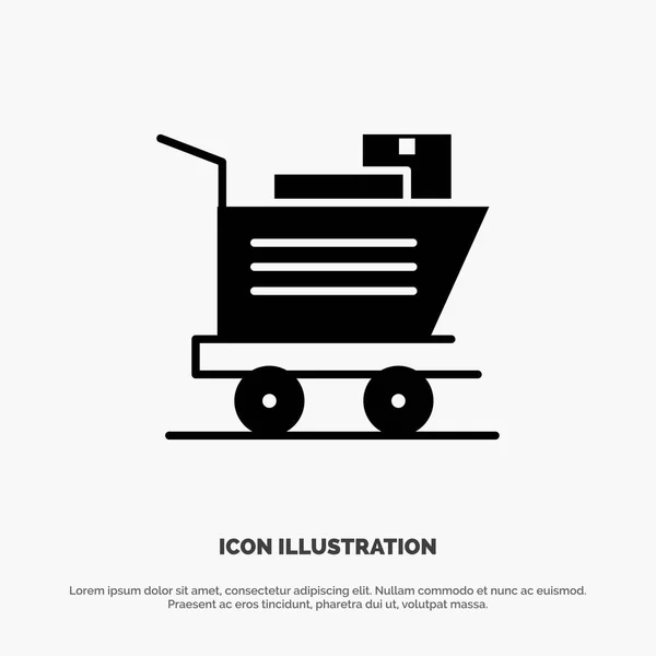 Carrito, Compras, Cesta Sólido Glifo Negro Icono — Vector de stock