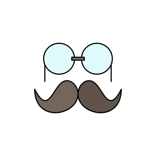 Усы, хипстер, movember, очки, мужчины Плоский цвет икона Vecto — стоковый вектор