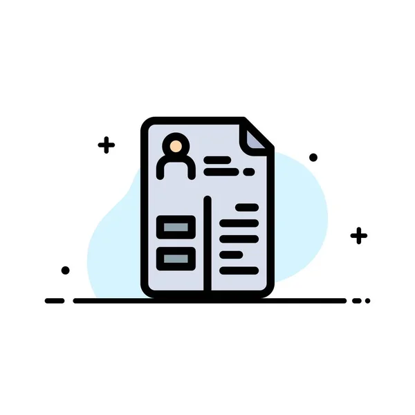 Curriculum, Cv, Travail, Portefeuille Business Flat Line Icône remplie V — Image vectorielle