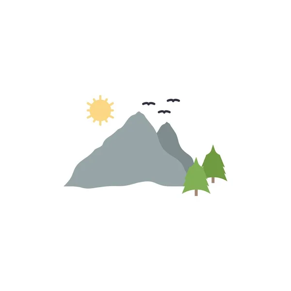 Гора, пейзаж, пагорб, природа, сцена Плоский колір Векторні іконки — стоковий вектор